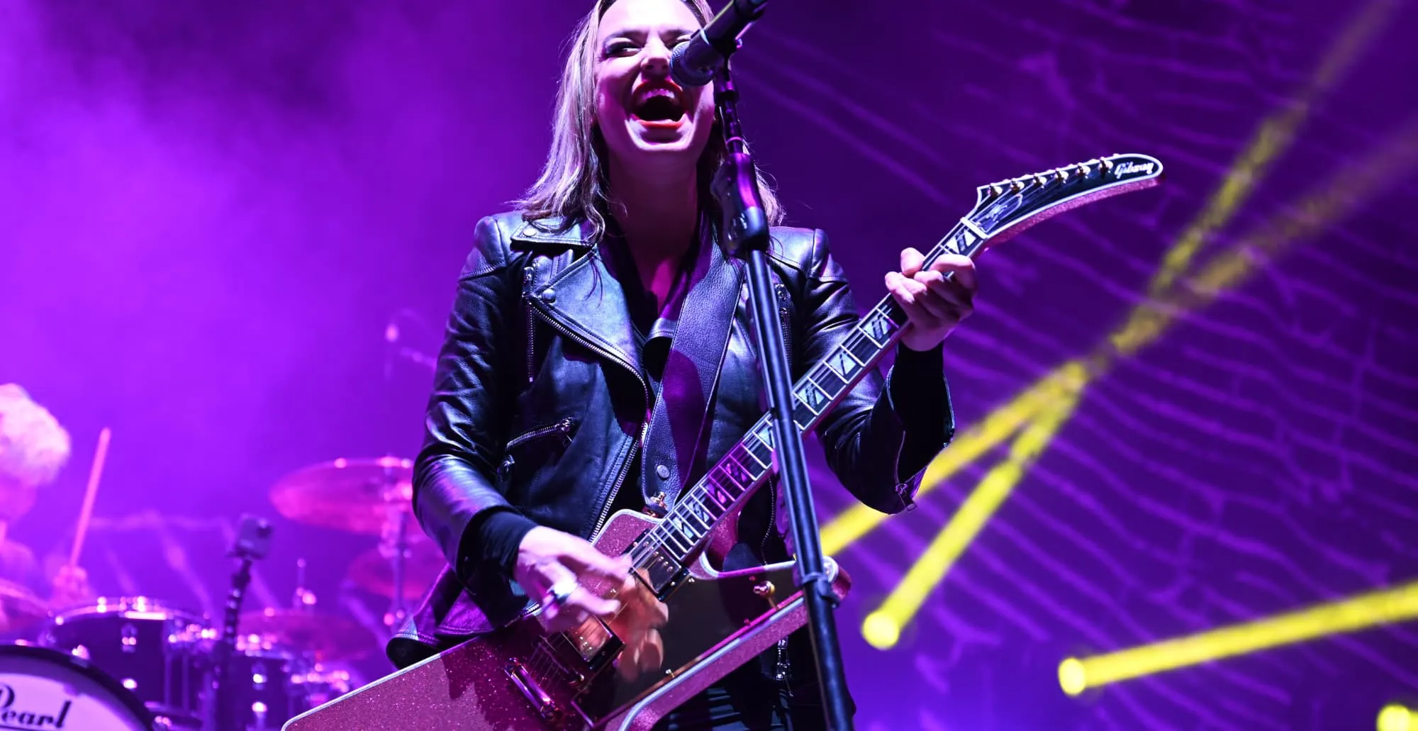 Lzzy Hale, of Halestorm, performing live