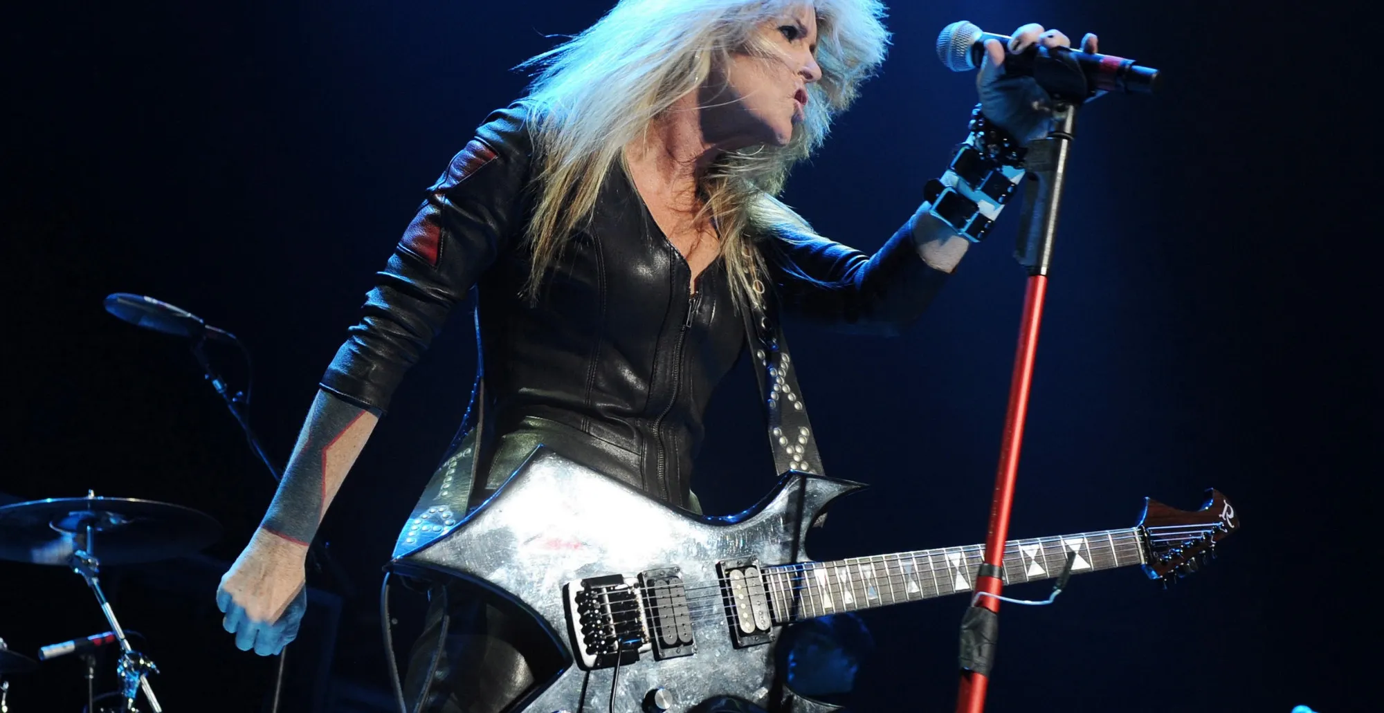 Rock artist, Lita Ford, performing on stage