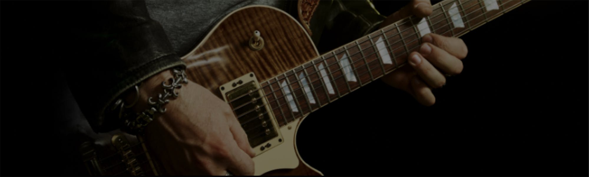 Close up of someone's hands playing a guitar